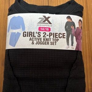 ZeroXposur Girls Active Knit Top & Jogger Set Black Charcoal 14/16 New